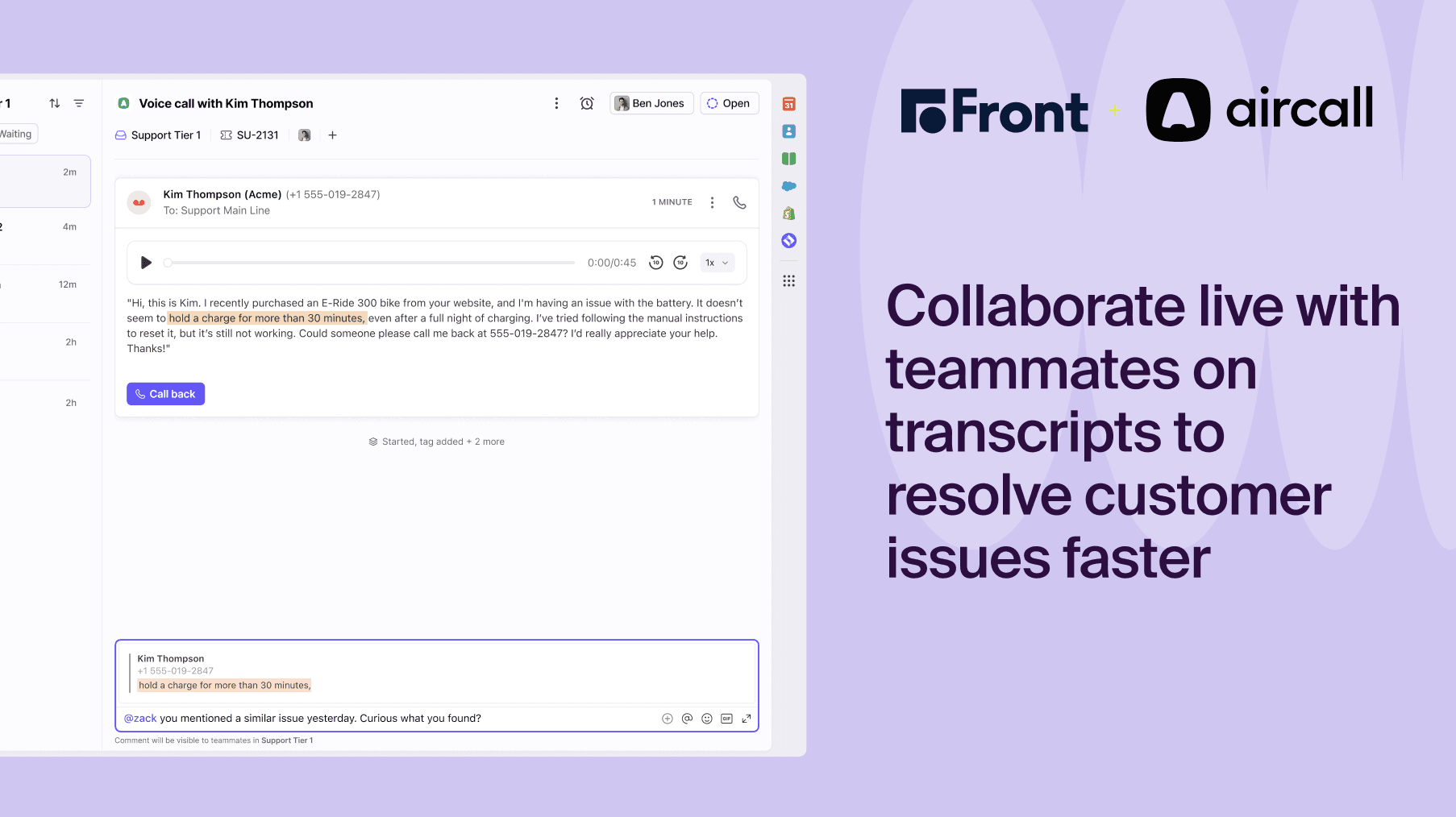 Screenshot of Aircall